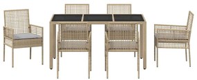 Conjunto de Jantar para Jardim 7 pcs Bege 150 x 90 x 75 cm