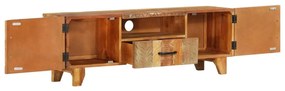 Móvel TV esculpido à mão 120x30x40cm madeira recuperada maciça
