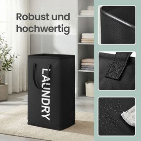 Cesto de roupa suja dobrável, 80 L 40 x 30 x 68 cm Preto
