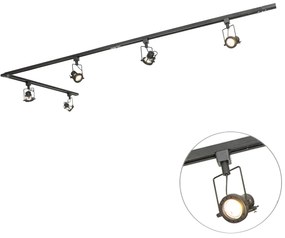 LED Sistema de Trilho Inteligente Preto Monofásico com 5 GU10 Wifi - Suplux Industrial,Moderno