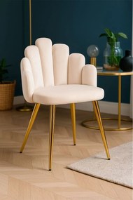 Cadeira Hand Gold Veludo - Beige