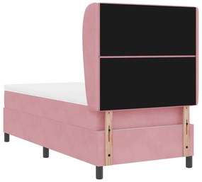 Cama Box Spring vidaXL com Colchão Rosa 90x190 cm Veludo