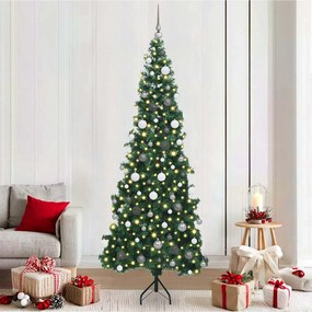 vidaXL Árvore de Natal artificial de canto Verde 210 cm PVC e Metal