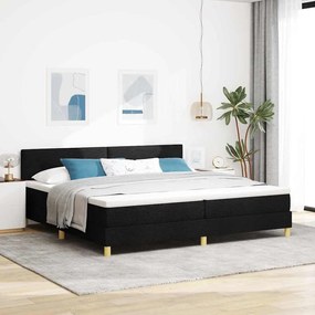 vidaXL Cama Box Spring LED com colchão Preto 200 x 200 cm tecido