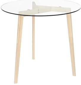 vidaXL Mesa de jantar 80 cm vidro temperado transparente