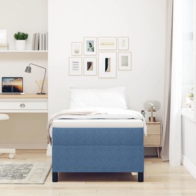 Cama Box com Colchão Azul 80x200 cm Tecido Corduroy