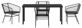 Conjunto de jantar de jardim com 5 peças em rattan sintético e comodid