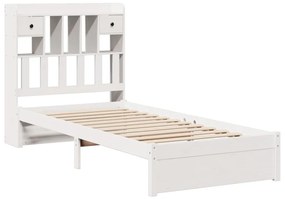 Cama com estante sem colchão 90x190 cm pinho maciço branco