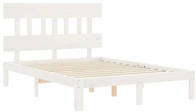 Cama sem colchão 140x190 cm madeira de pinho maciça branco