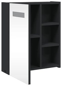 Armário espelhado p/ casa de banho c/ LEDs 45x13x52 cm preto