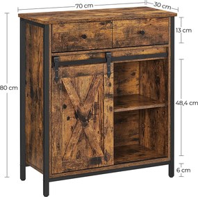 Aparador com gaveta estilo industrial 70 x 30 x 80 cm Castanho Vintage-preto