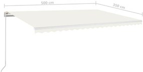Toldo retrátil manual 500x350 cm cor creme