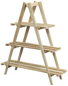 Outsunny Suporte de Madeira para Plantas Dobrável de 3 Níveis com Estrutura em Forma de A para Jardim Pátio 100x36x112 cm Natural