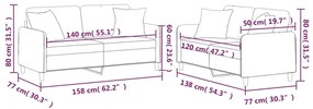 2 pcs conjunto de sofás com almofadas tecido cinzento-claro