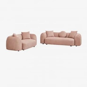 Conjunto De Sala Com Sofá Modular De 3 Lugares E Sofá De 2 Lugares Em Chenille Coco Tecido Chenille Rosa Quartzo - Sklum