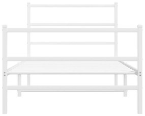 Estrutura de cama com cabeceira e pés 100x190 cm metal branco