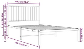 Estrutura de cama com cabeceira 100x200 cm metal branco