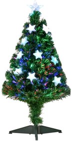 HOMCOM Árvore de Natal Artificial 90cm Árvore de Natal com 12 Luzes LED 3 Cores e 90 Ramos PVC Decoração de Natal Verde