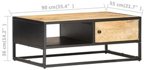 Mesa de centro c/ porta esculpida 90x55x36 cm mangueira áspera