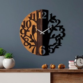 Relógio de Parede Decorativo Mas-071 – Nogueira e Preto – 56 cm