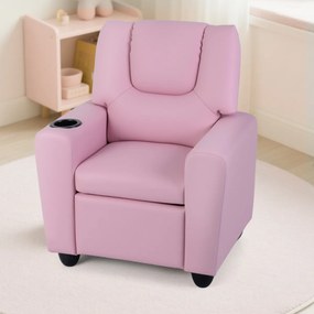 Poltrona reclinável para crianças em veludo, com porta-copos e apoio para os pés ajustável, para sala de estar ou área de jogos, a partir dos 3 anos R