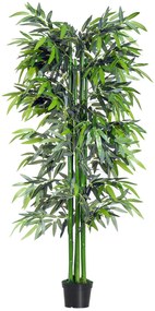 Outsunny Bambú Artificial 180cm com Ramos Realistas Planta Sintética Decorativa com Vaso para Sala de Estar Escritório Ø20x180cm Verde