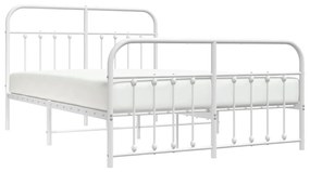 Estrutura de cama com cabeceira e pés 140x200 cm metal branco