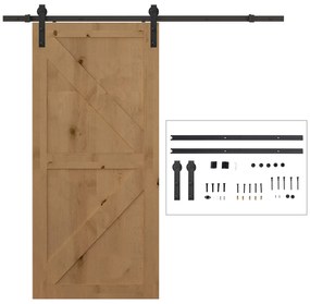 HOMCOM Kit de acessórios para porta de celeiro deslizante Porta de montagem Conjunto de peças de metal Trilhos de rolo de aço carbono