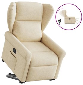 Poltrona reclinável elevatória elétrica tecido cor creme