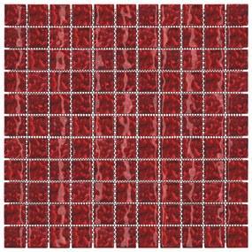 Ladrilhos de mosaico 11 pcs 30x30 cm vidro vermelho