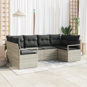 Conjunto de Sofá de Jardim vidaXL de 6 peças com almofadas Cinza Claro