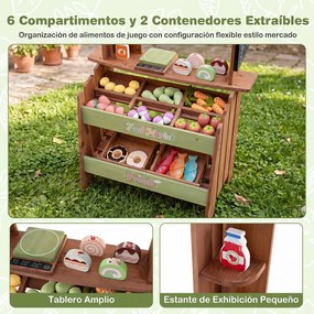 Banca de Mercado Infantil, 60 x 33 x 91 cm, Com Acessórios de Brincar, Multicolor