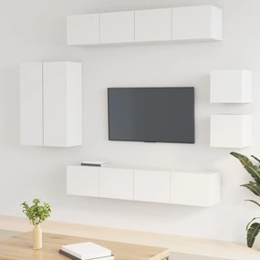 Conjunto móveis de TV 8 pcs madeira processada branco