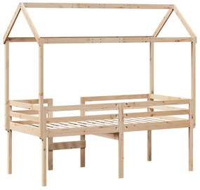 Cama alta com telhado 80x200 cm pinho maciço
