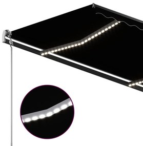 Toldo automático c/ LED e sensor de vento 4x3 m antracite