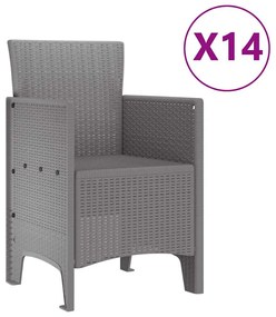 Conjunto de Jantar para Jardim 15 pcs Cinzento-claro Largo