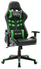 vidaXL Cadeira de gaming couro artificial preto e verde