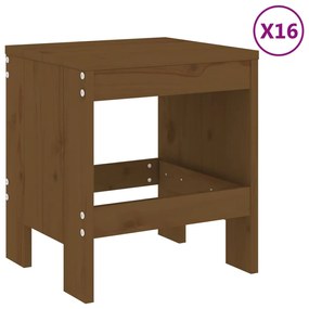 17 pcs conjunto de jantar para jardim pinho maciço castanho-mel
