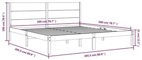 Cama sem colchão 200x200 cm madeira de pinho maciça branco