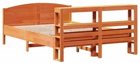Cama sem colchão 150x200 cm madeira pinho maciça castanho-mel