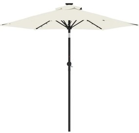 Guarda-sol jardim c/ LEDs e poste de aço 225x225x212 cm branco