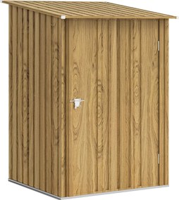 Abrigo de Jardim Metálica 0,92 m² 100x103x160 cm com 1 Porta e Fecho para Armazenamento de Ferramentas Castanho Claro