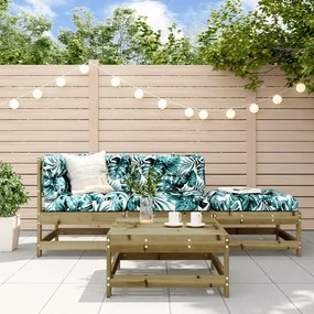 4 pcs conjunto lounge de jardim c/ almofadões pinho impregnado