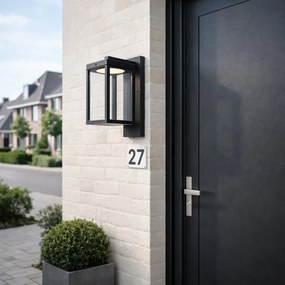 Candeeiro de parede exterior preto com LED e sensor crepuscular - Ferdinand