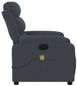 Poltrona de massagens reclinável veludo cinzento-escuro