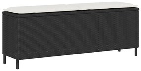 Banco de jardim com almofadão 110x30x40,5 cm vime PE preto