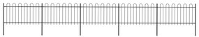 vidaXL Cerca de jardim com arco superior em aço 892,5 cm preto