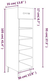 Sapateira Selma - Com 1 Gaveta e 5 Prateleiras - Cor Cinzento Cimento