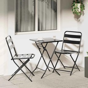 vidaXL Conjunto Bistro Dobrável de 3 Peças Aço Antracite