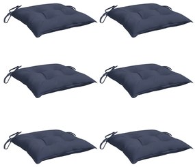 Almofadões cadeira 6 pcs 50x50x7 cm tecido oxford azul-marinho